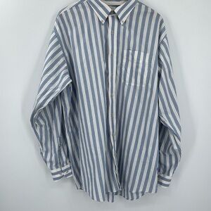 L.L. Bean XL Tall Striped Button Down Blue White Cotton
